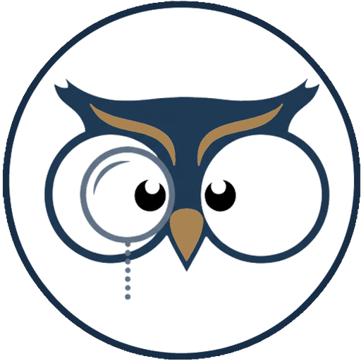 Logo von Einfachbildung: eine Eule mit Monokel